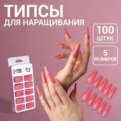 Типсы для наращивания ногтей, набор, 100 шт, в контейнере, розовые Queen Fair