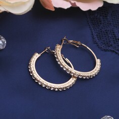 Серьги-кольца princess дорожка малая, цвет белый в золоте, d=3 см Queen Fair