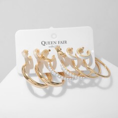 Серьги-кольца набор 6 пар Queen Fair
