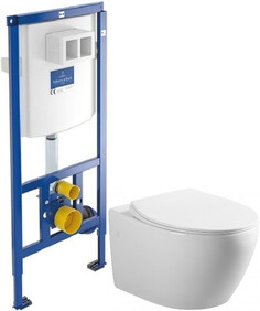 Комплект подвесной унитаз Art&Max Elegant AM9316CHR + AM9316SC + система инсталляции Villeroy & Boch 92246100