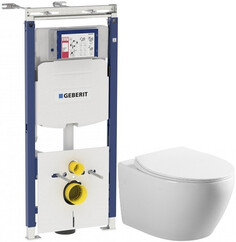Комплект подвесной унитаз Art&Max Elegant AM9316CHR + AM9316SC + система инсталляции Geberit 111.362.00.5