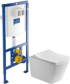 Комплект подвесной унитаз Art&Max Techno AM9310CHR + AM9310SC + система инсталляции Villeroy & Boch 92246100