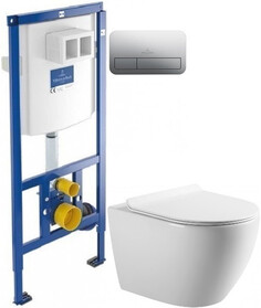 Комплект подвесной унитаз Art&Max Bianchi AM9311CHR + AM9311SC + система инсталляции Villeroy & Boch 92246100 + 92249061