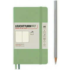 Записная книжка Leuchtturm Pocket, в точку, пастельный зеленый, 123 страницы, мягкая обложка, А6