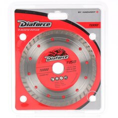 Диск отрезной алмазный по армированному бетону, Diaforce, Turbo, сплошной край, 150х2.5 мм, сухой рез