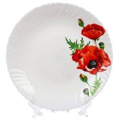 Тарелка обеденная, 24 см, круглая, Алый мак, Daniks, LHP95/K1929