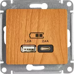 Розетка USB A+С встраиваемая Schneider Electric Glossa цвет дуб