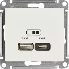 Розетка USB A+С встраиваемая Schneider Electric Glossa цвет бежевый