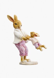 Фигурка декоративная Decogallery Папа кролик с малышом сорванцом 14х5 см