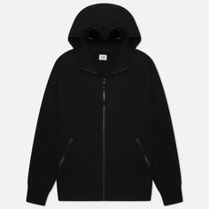 Мужская толстовка C.P. Company Diagonal Raised Fleece Zipped Goggle Hoodie, цвет чёрный