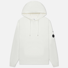 Мужская толстовка C.P. Company Brushed & Emerized Diagonal Fleece Lens Hoodie Garment Dyed, цвет белый, размер M