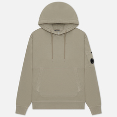 Мужская толстовка C.P. Company Brushed & Emerized Diagonal Fleece Lens Hoodie Resist Dyed, цвет серый