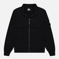 Мужская толстовка C.P. Company Diagonal Raised Fleece Full Zipped, цвет чёрный, размер L