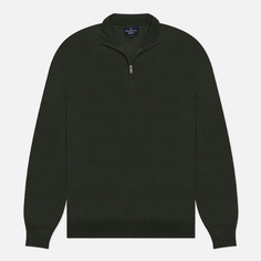 Мужская толстовка Hackett Garment Dyed Merino Half Zip, цвет оливковый, размер S