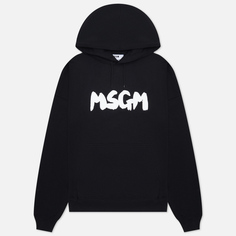 Мужская толстовка MSGM New Brush Stroke Logo Hoodie, цвет чёрный, размер XL
