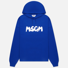 Мужская толстовка MSGM New Brush Stroke Logo Hoodie, цвет синий, размер XL