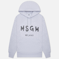 Мужская толстовка MSGM MSGM Milano Logo Unbrushed Hoodie, цвет серый, размер XL