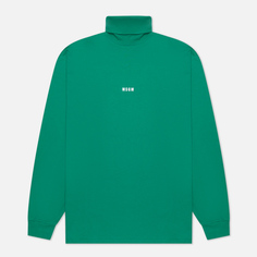 Мужской лонгслив MSGM Micrologo Print Half Neck, цвет зелёный