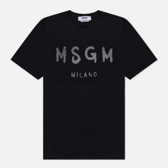 Мужская футболка MSGM Brush Stroke Logo, цвет чёрный