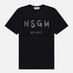 Мужская футболка MSGM Brush Stroke Logo, цвет чёрный, размер XL