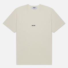 Мужская футболка MSGM Micrologo Basic Crew Neck, цвет бежевый, размер S