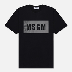 Мужская футболка MSGM Box Logo Print, цвет чёрный, размер M