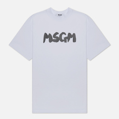 Мужская футболка MSGM New Brush Stroke Logo, цвет белый