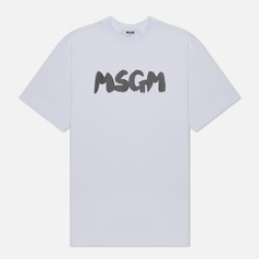 Мужская футболка MSGM New Brush Stroke Logo, цвет белый, размер M