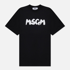 Мужская футболка MSGM New Brush Stroke Logo, цвет чёрный