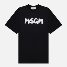 Мужская футболка MSGM New Brush Stroke Logo, цвет чёрный, размер S