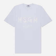 Мужская футболка MSGM Brush Stroke Logo, цвет белый, размер M