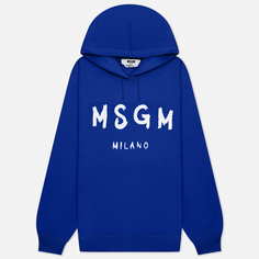 Женская толстовка MSGM Brush Stroke Logo Hoodie, цвет синий, размер L