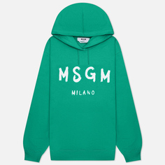 Женская толстовка MSGM Brush Stroke Logo Hoodie, цвет зелёный, размер S