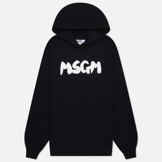 Женская толстовка MSGM New Logo Brush Hoodie, цвет чёрный