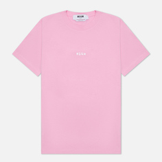 Женская футболка MSGM Mini Brush Stroke Logo, цвет розовый, размер XS