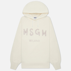 Женская толстовка MSGM Brush Stroke Logo Hoodie, цвет бежевый