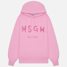 Женская толстовка MSGM Brush Stroke Logo Hoodie, цвет розовый