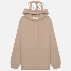 Женская толстовка MSGM Macrologo Print Hoodie Seasonal, цвет бежевый