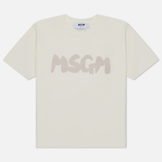 Женская футболка MSGM New Logo Brush, цвет бежевый, размер S