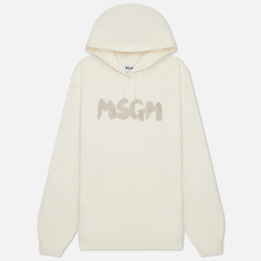 Женская толстовка MSGM New Logo Brush Hoodie, цвет бежевый, размер S