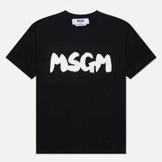 Женская футболка MSGM New Logo Brush, цвет чёрный, размер S