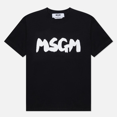 Женская футболка MSGM New Logo Brush, цвет чёрный