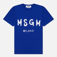 Женская футболка MSGM Brush Stroke Logo, цвет синий, размер XS