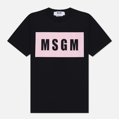Женская футболка MSGM Box Logo Print, цвет чёрный, размер L