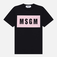 Женская футболка MSGM Box Logo Print, цвет чёрный