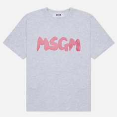 Женская футболка MSGM New Logo Brush, цвет серый, размер S