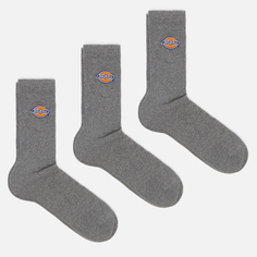Комплект носков Dickies 3-Pack Valley Grove, цвет серый, размер 39-42 EU