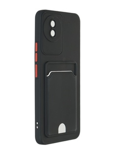 Чехол DF для Vivo Y02 Silicone с отделением для карты Black vCardCase-04