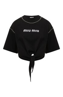 Хлопковая футболка Miu Miu