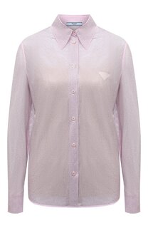 Шелковая блузка с отделкой стразами Prada